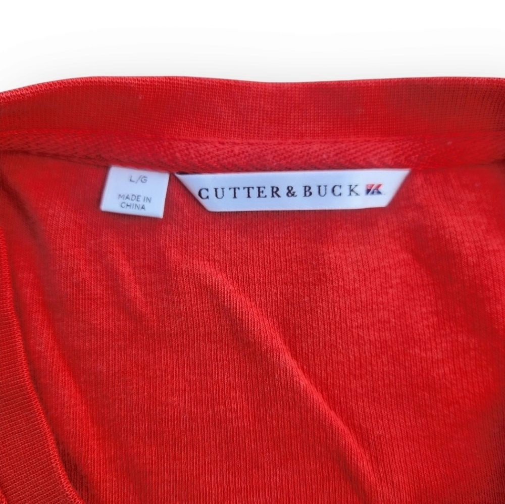Cutter & Buck Men's V-Neck Sweater Vibrant Orange Size Large 100% Cotton - Picture 5 of 12